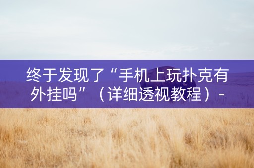 终于发现了“手机上玩扑克有外挂吗”（详细透视教程）-哔哩哔哩