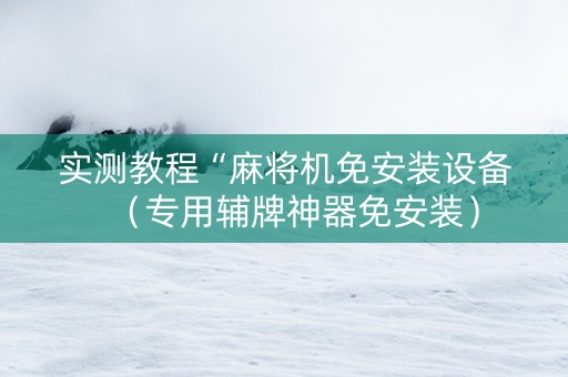 实测教程“麻将机免安装设备（专用辅牌神器免安装）