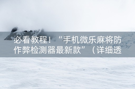 必看教程！“手机微乐麻将防作弊检测器最新款”（详细透视教程）-哔哩哔哩
