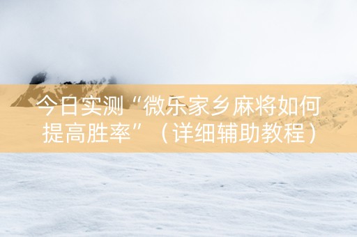 今日实测“微乐家乡麻将如何提高胜率”（详细辅助教程）-哔哩哔哩