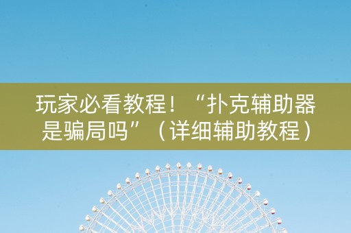 玩家必看教程！“扑克辅助器是骗局吗”（详细辅助教程）-哔哩哔哩