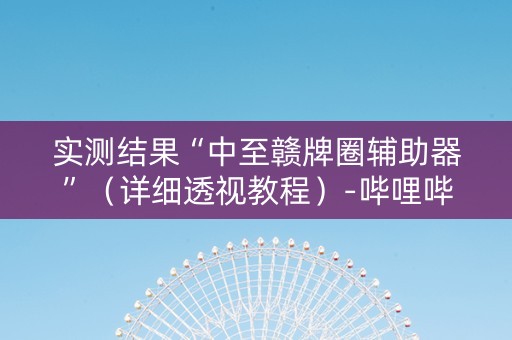 实测结果“中至赣牌圈辅助器”（详细透视教程）-哔哩哔哩