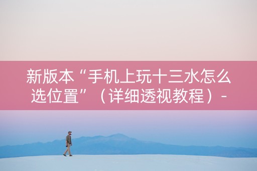 新版本“手机上玩十三水怎么选位置”（详细透视教程）-哔哩哔哩