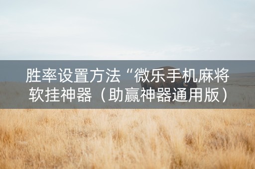 胜率设置方法“微乐手机麻将软挂神器（助赢神器通用版）