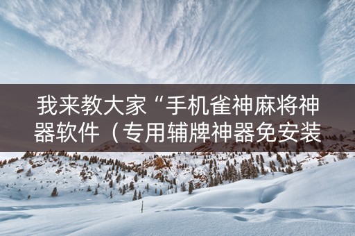 我来教大家“手机雀神麻将神器软件（专用辅牌神器免安装）