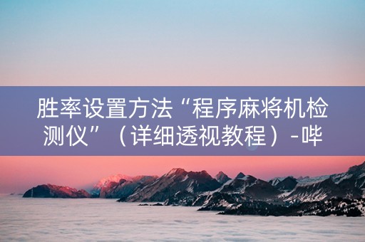 胜率设置方法“程序麻将机检测仪”（详细透视教程）-哔哩哔哩