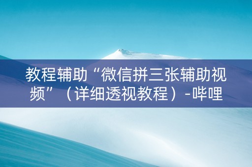 教程辅助“微信拼三张辅助视频”（详细透视教程）-哔哩哔哩