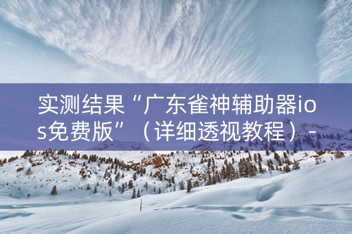 实测结果“广东雀神辅助器ios免费版”（详细透视教程）-哔哩哔哩