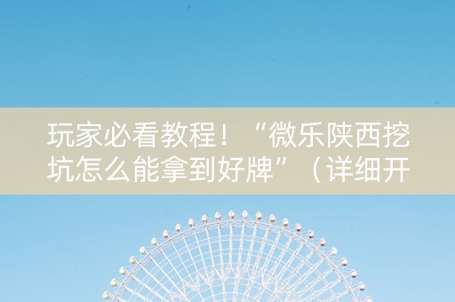 玩家必看教程！“微乐陕西挖坑怎么能拿到好牌”（详细开挂教程）-哔哩哔哩