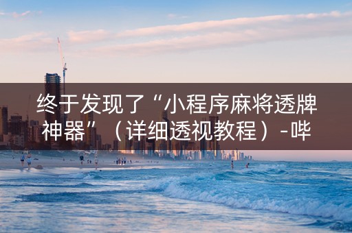 终于发现了“小程序麻将透牌神器”（详细透视教程）-哔哩哔哩