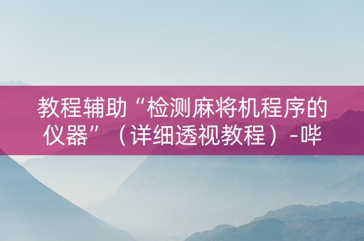教程辅助“检测麻将机程序的仪器”（详细透视教程）-哔哩哔哩