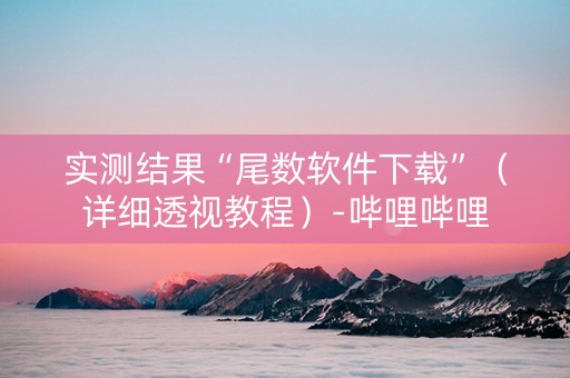 实测结果“尾数软件下载”（详细透视教程）-哔哩哔哩