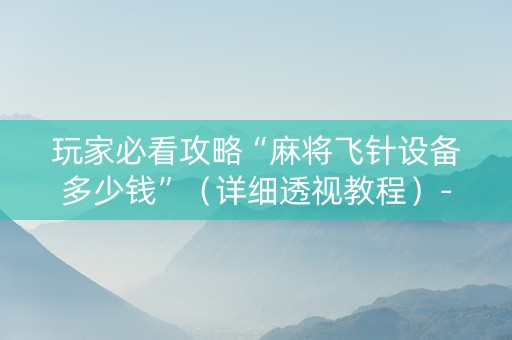 玩家必看攻略“麻将飞针设备多少钱”（详细透视教程）-哔哩哔哩