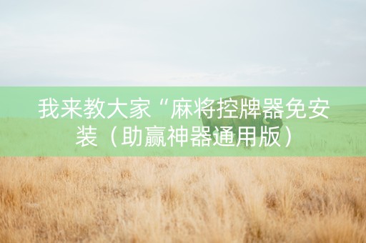 我来教大家“麻将控牌器免安装（助赢神器通用版）