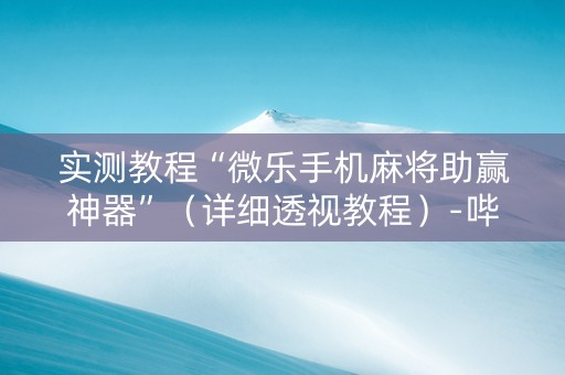 实测教程“微乐手机麻将助赢神器”（详细透视教程）-哔哩哔哩