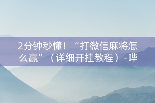 2分钟秒懂！“打微信麻将怎么赢”（详细开挂教程）-哔哩哔哩