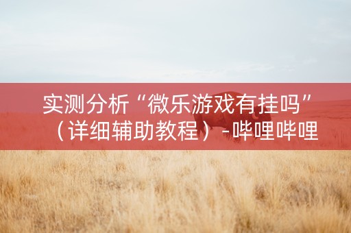 实测分析“微乐游戏有挂吗”（详细辅助教程）-哔哩哔哩