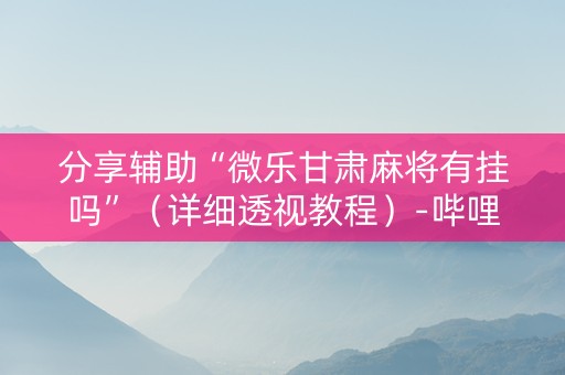 分享辅助“微乐甘肃麻将有挂吗”（详细透视教程）-哔哩哔哩