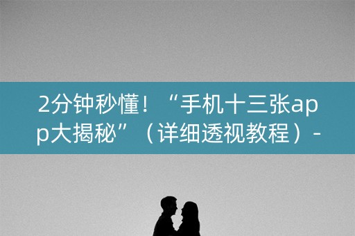 2分钟秒懂！“手机十三张app大揭秘”（详细透视教程）-哔哩哔哩