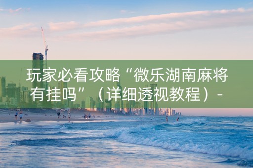玩家必看攻略“微乐湖南麻将有挂吗”（详细透视教程）-哔哩哔哩