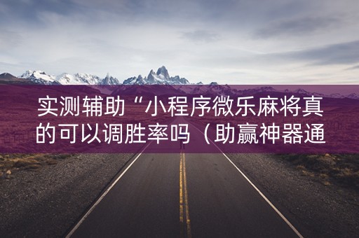 实测辅助“小程序微乐麻将真的可以调胜率吗（助赢神器通用版）