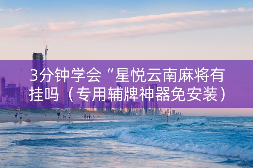 3分钟学会“星悦云南麻将有挂吗（专用辅牌神器免安装）