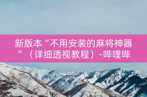 新版本“不用安装的麻将神器”（详细透视教程）-哔哩哔哩