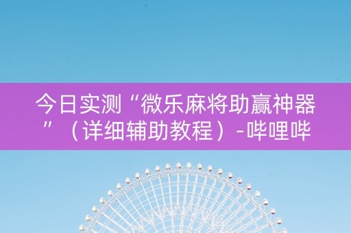 今日实测“微乐麻将助赢神器”（详细辅助教程）-哔哩哔哩