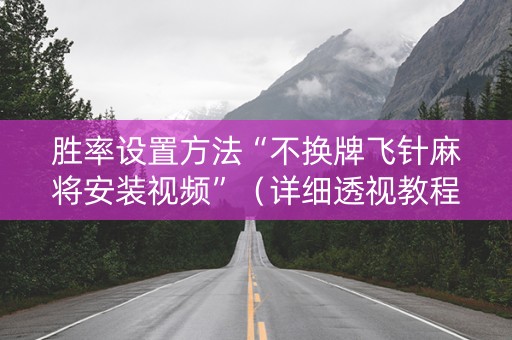 胜率设置方法“不换牌飞针麻将安装视频”（详细透视教程）-哔哩哔哩