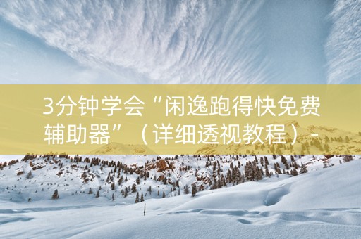 3分钟学会“闲逸跑得快免费辅助器”（详细透视教程）-哔哩哔哩