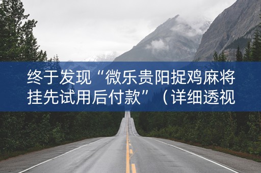 终于发现“微乐贵阳捉鸡麻将挂先试用后付款”（详细透视教程）-哔哩哔哩