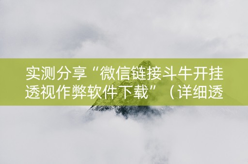 实测分享“微信链接斗牛开挂透视作弊软件下载”（详细透视教程）-哔哩哔哩