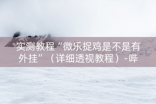 实测教程“微乐捉鸡是不是有外挂”（详细透视教程）-哔哩哔哩
