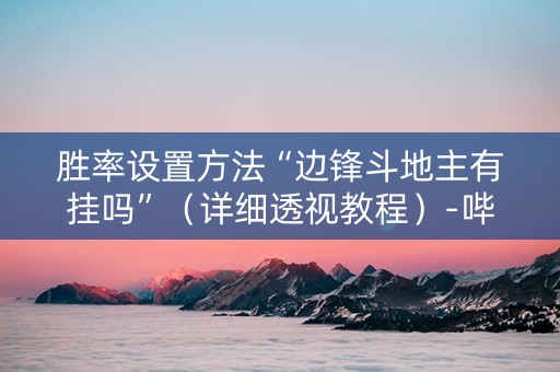 胜率设置方法“边锋斗地主有挂吗”（详细透视教程）-哔哩哔哩