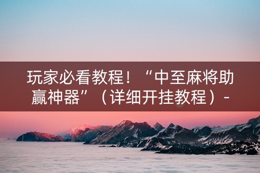 玩家必看教程！“中至麻将助赢神器”（详细开挂教程）-哔哩哔哩