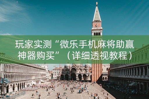 玩家实测“微乐手机麻将助赢神器购买”（详细透视教程）-哔哩哔哩