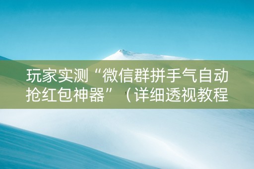 玩家实测“微信群拼手气自动抢红包神器”（详细透视教程）-哔哩哔哩