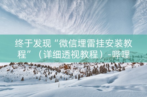 终于发现“微信埋雷挂安装教程”（详细透视教程）-哔哩哔哩