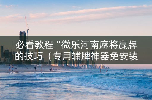 必看教程“微乐河南麻将赢牌的技巧（专用辅牌神器免安装）