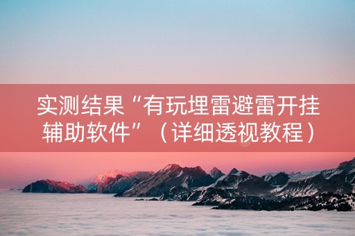 实测结果“有玩埋雷避雷开挂辅助软件”（详细透视教程）-哔哩哔哩