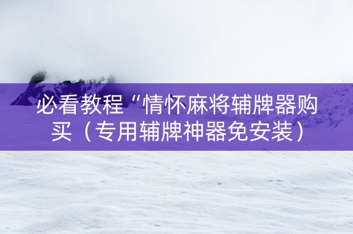 必看教程“情怀麻将辅牌器购买（专用辅牌神器免安装）