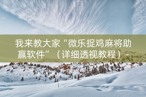 我来教大家“微乐捉鸡麻将助赢软件”（详细透视教程）-哔哩哔哩