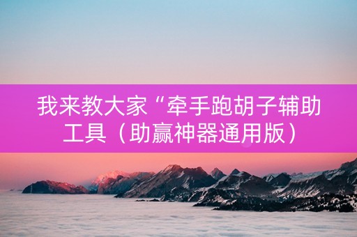 我来教大家“牵手跑胡子辅助工具（助赢神器通用版）