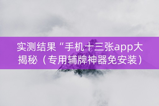 实测结果“手机十三张app大揭秘（专用辅牌神器免安装）
