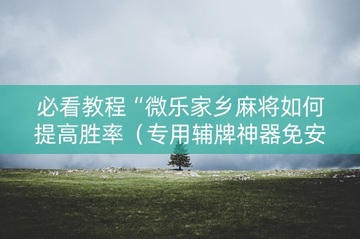 必看教程“微乐家乡麻将如何提高胜率（专用辅牌神器免安装）