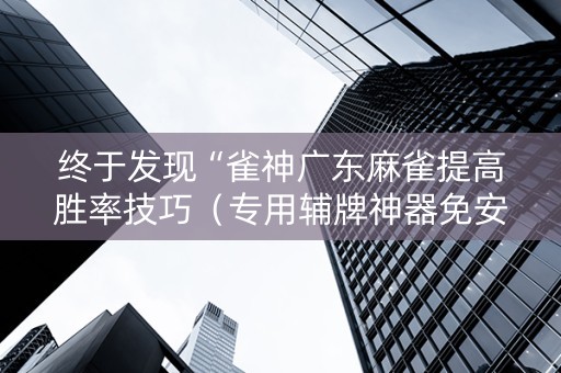 终于发现“雀神广东麻雀提高胜率技巧（专用辅牌神器免安装）