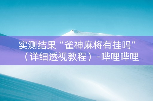 实测结果“雀神麻将有挂吗”（详细透视教程）-哔哩哔哩