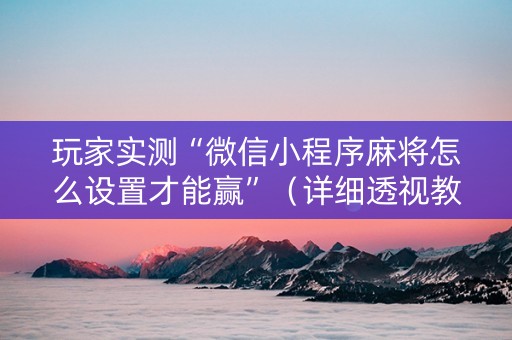 玩家实测“微信小程序麻将怎么设置才能赢”（详细透视教程）-哔哩哔哩