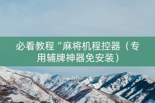 必看教程“麻将机程控器（专用辅牌神器免安装）