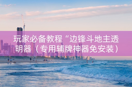 玩家必备教程“边锋斗地主透明器（专用辅牌神器免安装）